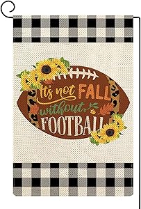 Molili Fall Garden Flag Football Sunflower Yard Flag Thanksgiving Farmhouse Rustic Autumn Holiday Small Burlap Vertical Double Sized Seasonal Outdoor House Home Decoration 12.5 x 18 Inch