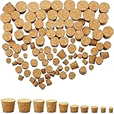 100 Pack Cork Stoppers Wine Bottle Cork Stoppers Wooden Tapered Cork Plugs Replacement Assorted Corks for Wine Beer Bottle Cr