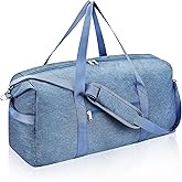 Carry on luaggage 22x14x9 Airlines Approved, Foldable Travel Duffel Bags Weekender Overnight Carry on Duffel Luggage Gym Duffle Bag with Wet Pocket & Shoe Compartment for Women Men(Blue, 40L)