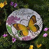 LC LCdecohome Garden D&eacute;cor Stepping Stones Outdoor 10 * 10 * 0.75 Inch | Cement Butterfly Decorative Stone Bright Color Memories Pavers Outdoor for Garden Yard