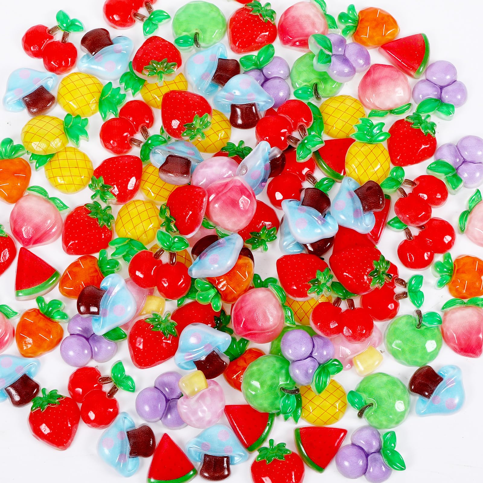 Photo 1 of 100Pcs Junk Case Charms Kit, Fruit Charms for Jewelry Making,Cute Resin Charms for DIY Crafts and Ornament Scrapbooking,Girly Coquette DIY Craft Accessories