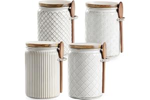 getstar Small Canisters Sets for the Kitchen, 20 oz Sugar Coffee Tea Storage Containers, Ceramic Kitchen Canisters for Counte