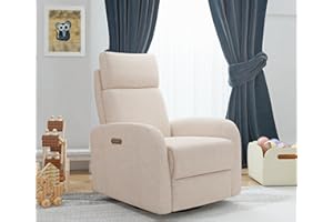 Serena Triple Power Glider Recliner, Upholstered Fabric Rocking Glider, Accessible USB Charging Port, Nursery Rocking Chair f