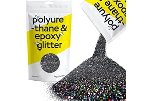 Hemway Polyurethane & Epoxy Resin Glitter 100g / 3.5oz Metallic Crystal Flake Additive for Flooring Jewelry Tumblers Glass Pigment - Microfine (1/256" 0.004" 0.1mm) - Black Holographic