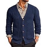 Runcati Mens Cardigan Sweater Casual V Neck Cable Knitted Cardigans Button Down Winter Chunky Sweaters with Pockets