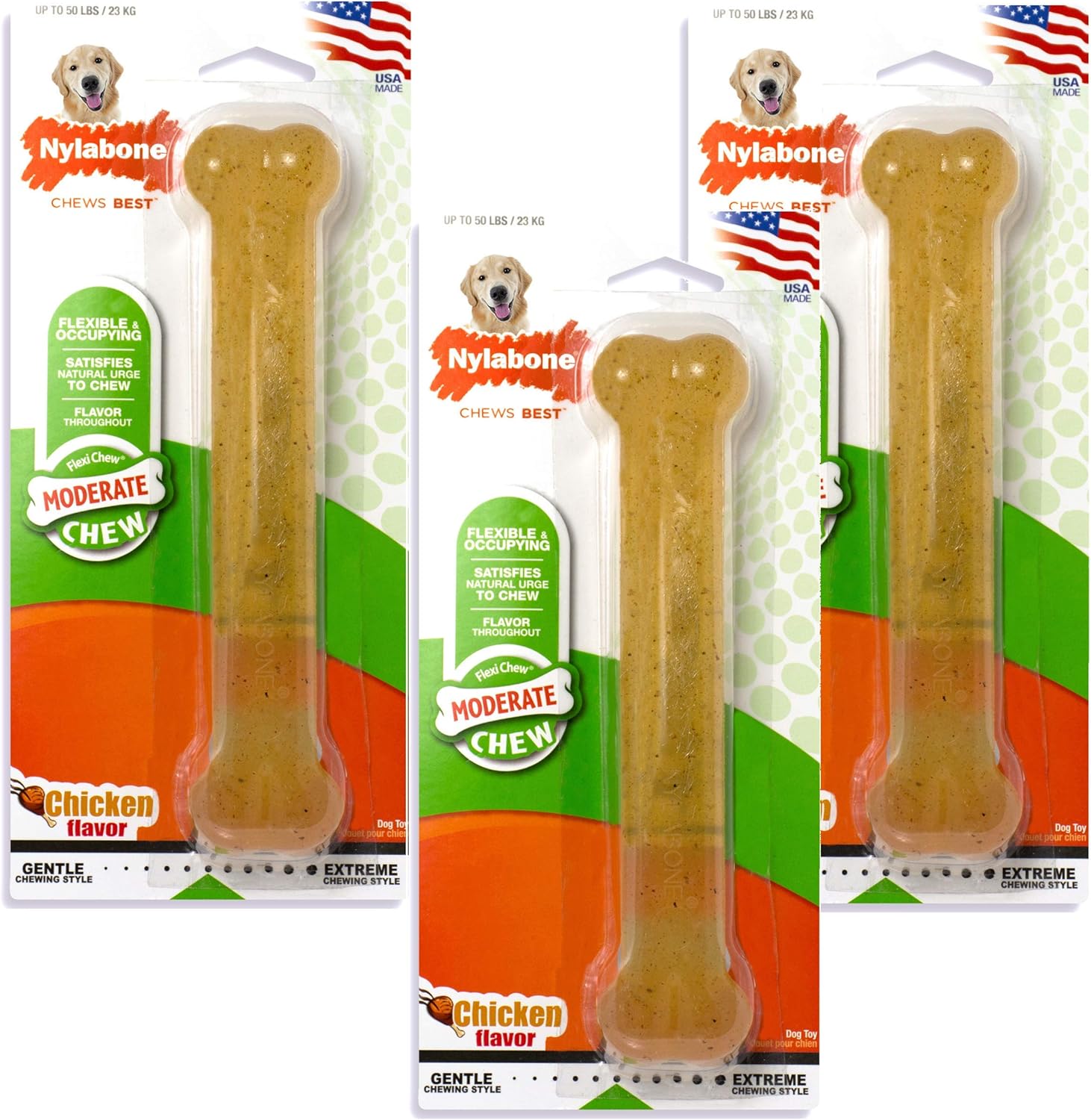Kitchen & Dining Nylabone 3 Pack of Flexichew Bone Dog Toys, Giant