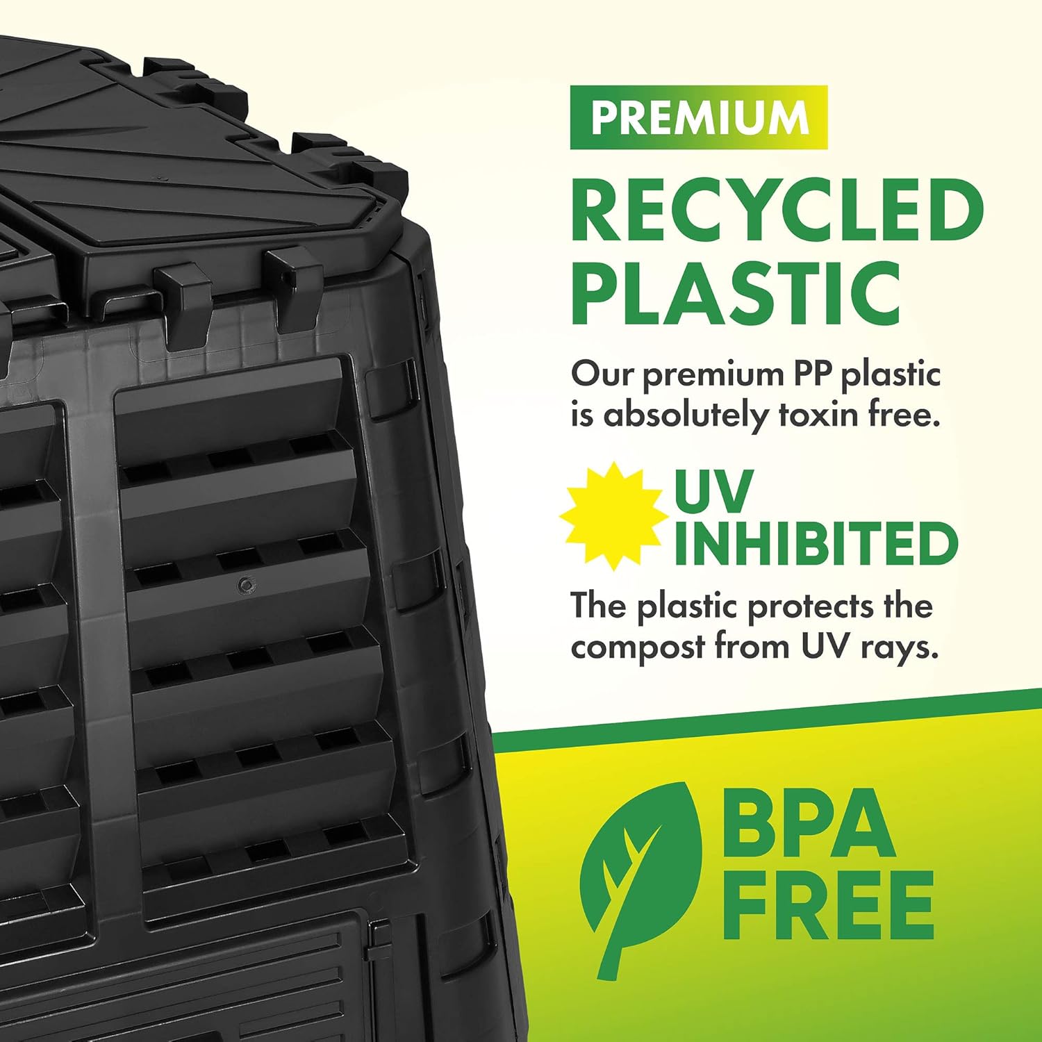 Garden Composter Bin Made from Recycled Plastic – 110 Gallon (420L) Large Compost Bin - Create Fertile Soil with Easy Assembly, Lightweight, Aerating Outdoor Compost Box – by D.F. Omer : Garden & Outdoor