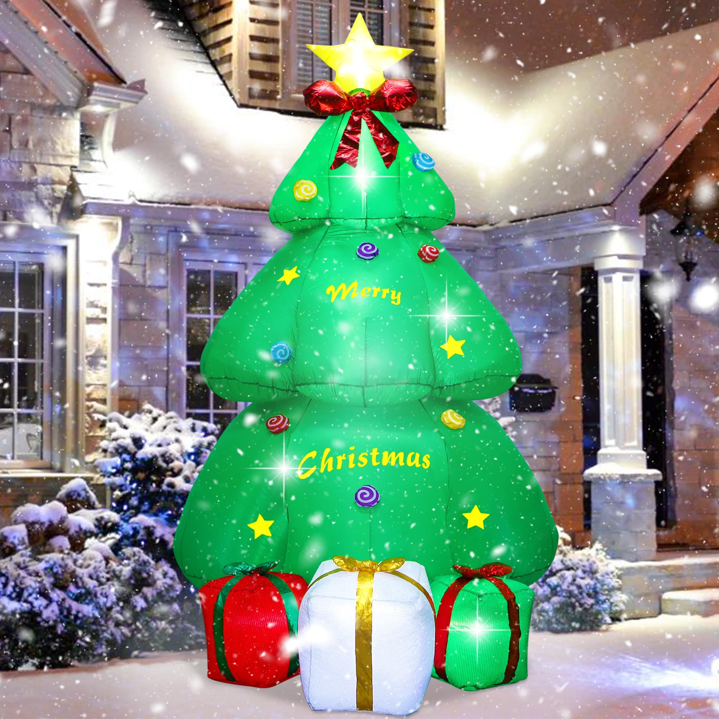 Photo 1 of SAND MINE 9ft Christmas Inflatables Tree, Christmas Inflatables Blow Up Yard Decoration, Blow Up Christmas Tree with Giftbox for Indoor Outdoor Yard Garden Christmas Decoration