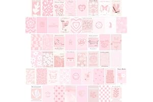 WALL67 Pink Wall Collage Kit - Aesthetic Posters, Dorm Room Decor for Teen Girl (50pcs 4x6 inch)