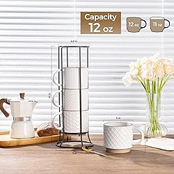 GBHOME 12OZ Stackable Coffee Mugs with