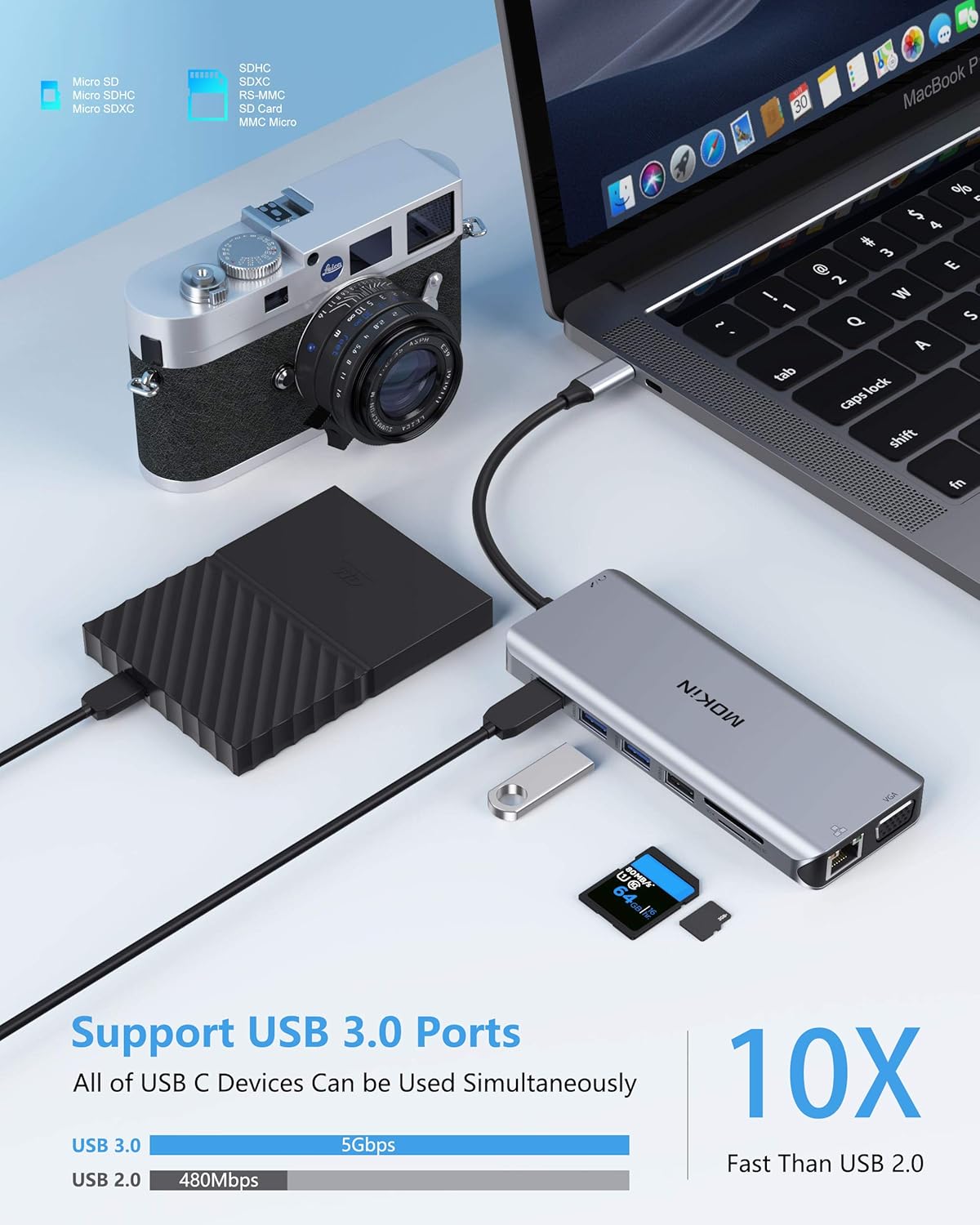 Docking Station Dual Monitor, 14 in 1 USB-C Laptop Docking Station USB Type C Hub Multiport Adapter Dongle with 2 HDMI VGA 5 USB SD/TF Audio for Dell/Surface/HP/Lenovo Laptops: Computers & Accessories