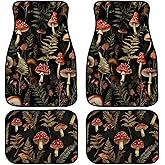 Mushroom Car Floor Mats Set of 4 Fern Dark Vintage Gothic Watercolor Carpet Front Rear Carpets Mat Non-Slip Auto Car Accessories Universal Fit for Car SUV Truck Van