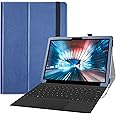 LiuShan Compatible with Dell Latitude 7200/7210 2-in-1 Tablet Case, PU Leather Slim Folding Stand Cover for 12.3" Tablet, Blue