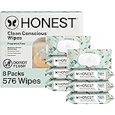 The Honest Company Baby Wipes for Sensitive Skin, Hypoallergenic, Fragrance-Free, Multi-Use, Geo Mood Design, 576 Count (6 Pa