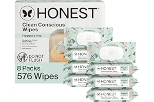 The Honest Company Clean Conscious Unscented Wipes | Over 99% Water, Compostable, Plant-Based, Baby Wipes | Hypoallergenic fo
