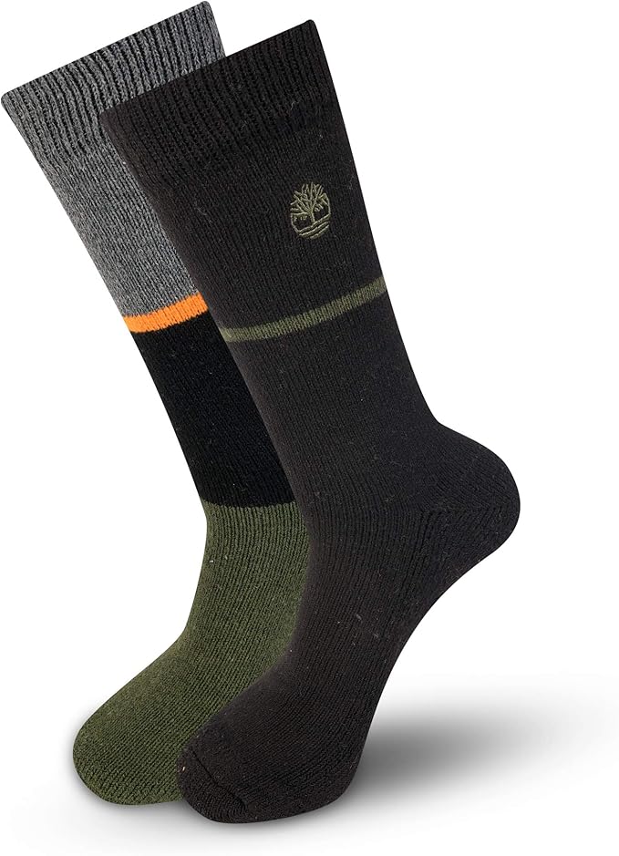 Timberland Men's 2Pack Colorblock Boot Socks, Charcoal Heather, One