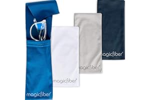 MagicFiber Ultra-Soft Microfiber Glasses & Sunglasses Pouch Case (4 Color Pack) Slim Eyeglass & Sunglass Sleeve with Built‑in Cleaning Cloth, Eye Glass & Sun Glass Wrap for Eyewear, Phone, Men, Women