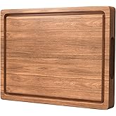 Acacia Wood Cutting Boards for Kitchen, 17x12 Inch Butcher Block with Deep Juice Grooves & Non-Slip Handle Reversible Chopping Board for Meat Cheese Vegetables