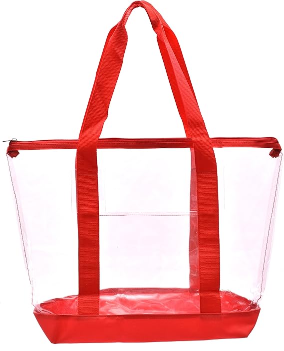 Clear Tote Bag Top Zipper Closure, Long Shoulder Strap and Attractive