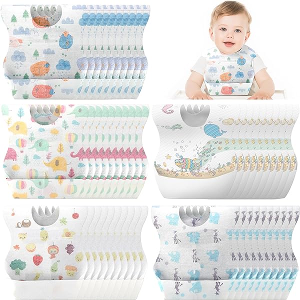 Baby Works Disposable Bibs With Crumb Catcher 24 Count Value Pack