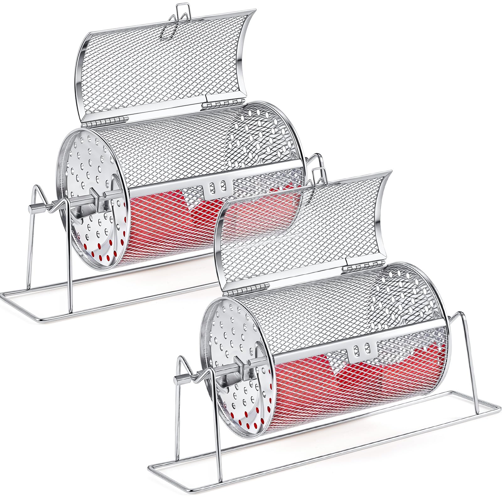 Photo 1 of Teenyyou 2 Pcs 7" X 4.7" Small Raffle Drum Upgraded Silver Ticket Spinner Holds 600 Tickets Raffle Wheel Spinner with Stand Drum Cage for Games Events