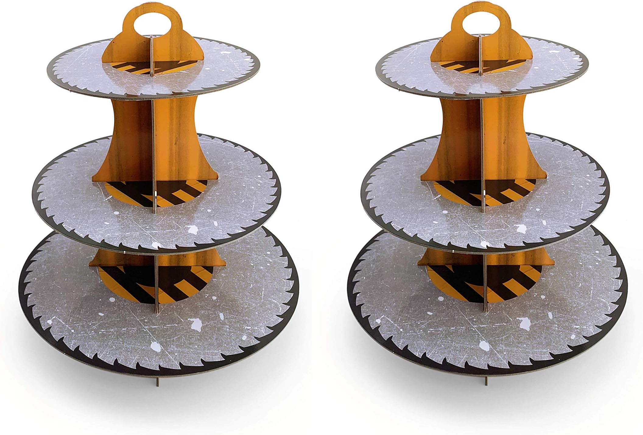 iFavor123 Pack of 2 Construction Building Tools Theme Party Custom Designed Premium Quality Round Cardboard Cupcake Stands