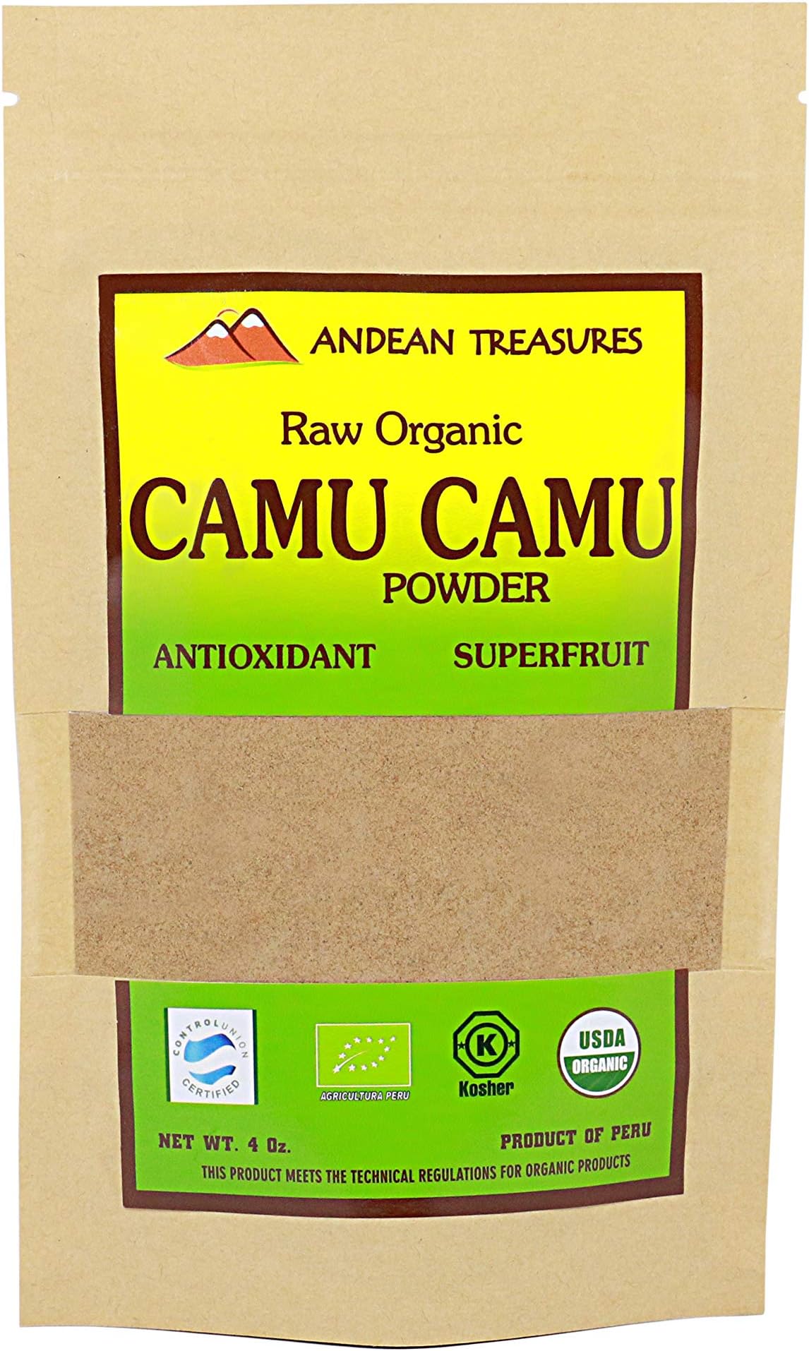 USDA ORGANIC PERUVIAN CAMU CAMU POWDER 4oz Kosher - Antioxidant - SUPERFOOD
