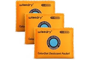 wisedry 200g [3 Packs] Rechargeable Large Desiccant Packs for Storage, Color Indicating Silica Gel Desiccant Packets, Reusable Moisture Absorbers Bags for Clothes, Suitcase, Gun Safe, Tool Box