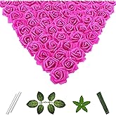 Vignor 100 Pcs 2 Inch Artificial Flowers Faux Foam Fake Rose Head Bulk for Home Decor Wedding Decoration Bridal Shower Wall Table Centerpiece Arrangement DIY Craft (Hot Pink)