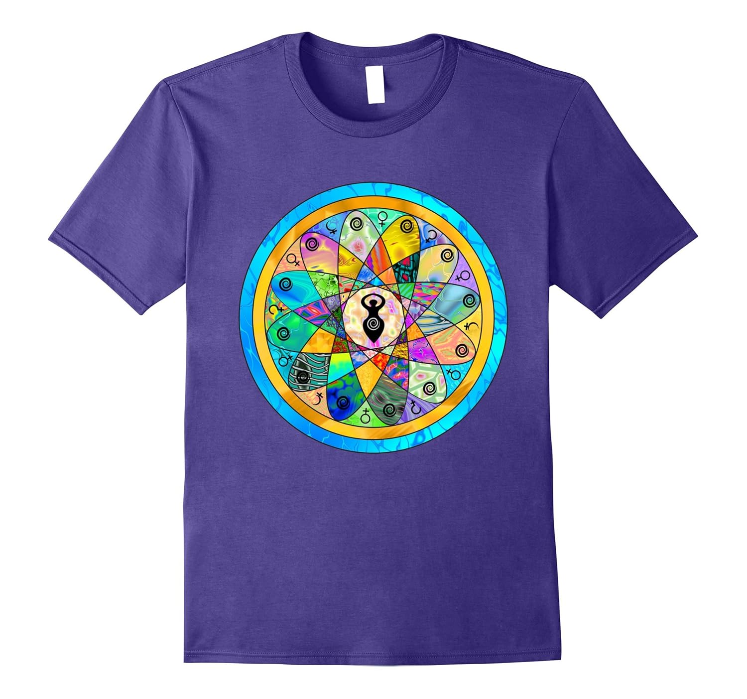 Divine Feminine, Goddess Universal Mandala Emblem Top - Blue-Rose