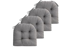FABRICASTLE Chair Cushions Pads Non-Skid Comfortable 17" x 16" Seat Cushion Cover Set of 4 for Indoor Kitchen Dining Room Office Chairs (Dark Grey, 4 Counts (Pack of 1))