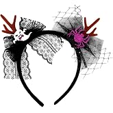 Halloween Headband for Women Ghost Spider Antler Lace Halloween Headbands | Halloween Party Costume Hair Accessories Spooky Ghost Purple Glitter Spider Antler Lace Headbands