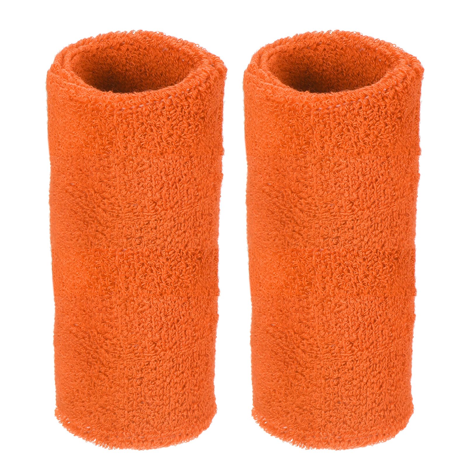 M METERXITY 2 Pack Wrist Brace - Elastic Air-Permeable Cotton Terry Cloth Sweatband, Apply to Tennis/Basketball/Running (8x15cm, Orange)