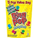 Ring Pop Individually Wrapped Bulk Lollipop Variety Party Pack – 15 Count Lollipop Suckers w/ Assorted Flavors - Fun Candy fo