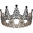 AW BRIDAL Baroque Crowns for Women Queen Crown Gothic Tiara Crystal Crown for Women Princess Tiara for Girls Vintage Tiara for Wedding Crown for Brides (Black)