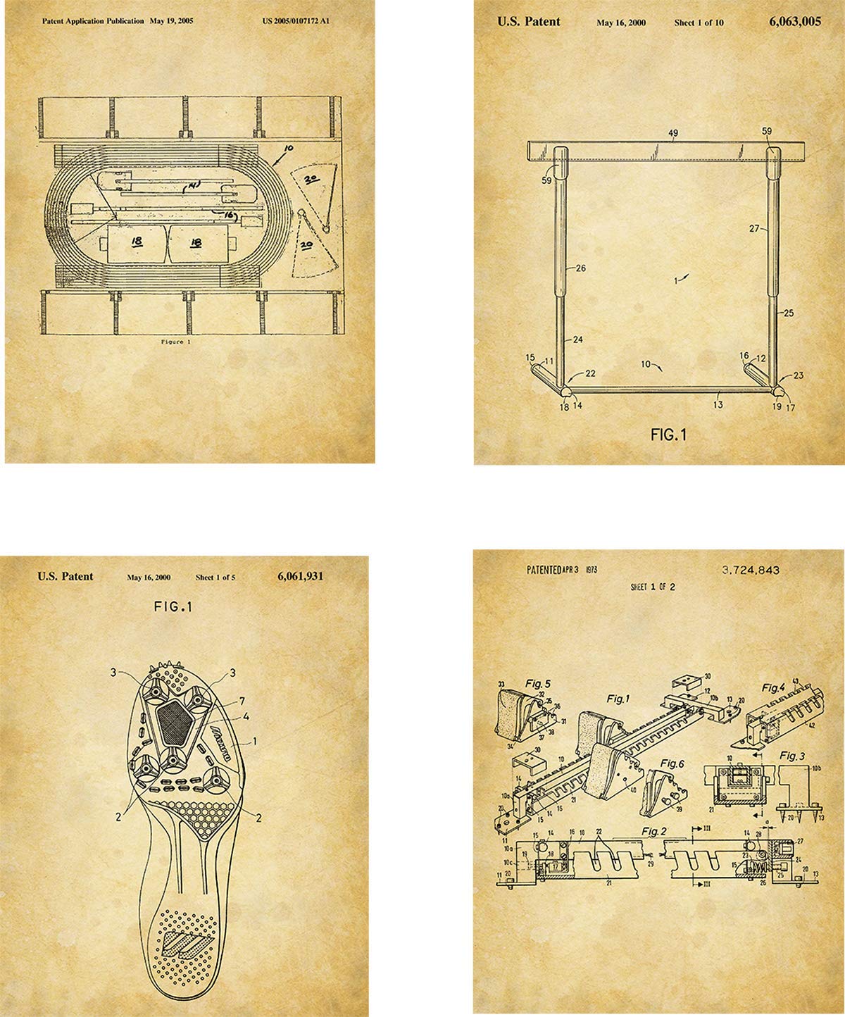 Amazon.com: Track and Field Patent Wall Art Prints - set of Four (8x10