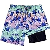 Cozople Boys Swim Trunks Compression Liner Swim Shorts Quick Dry Bathing Suit with Boxer Brief Swimwear 2-20T