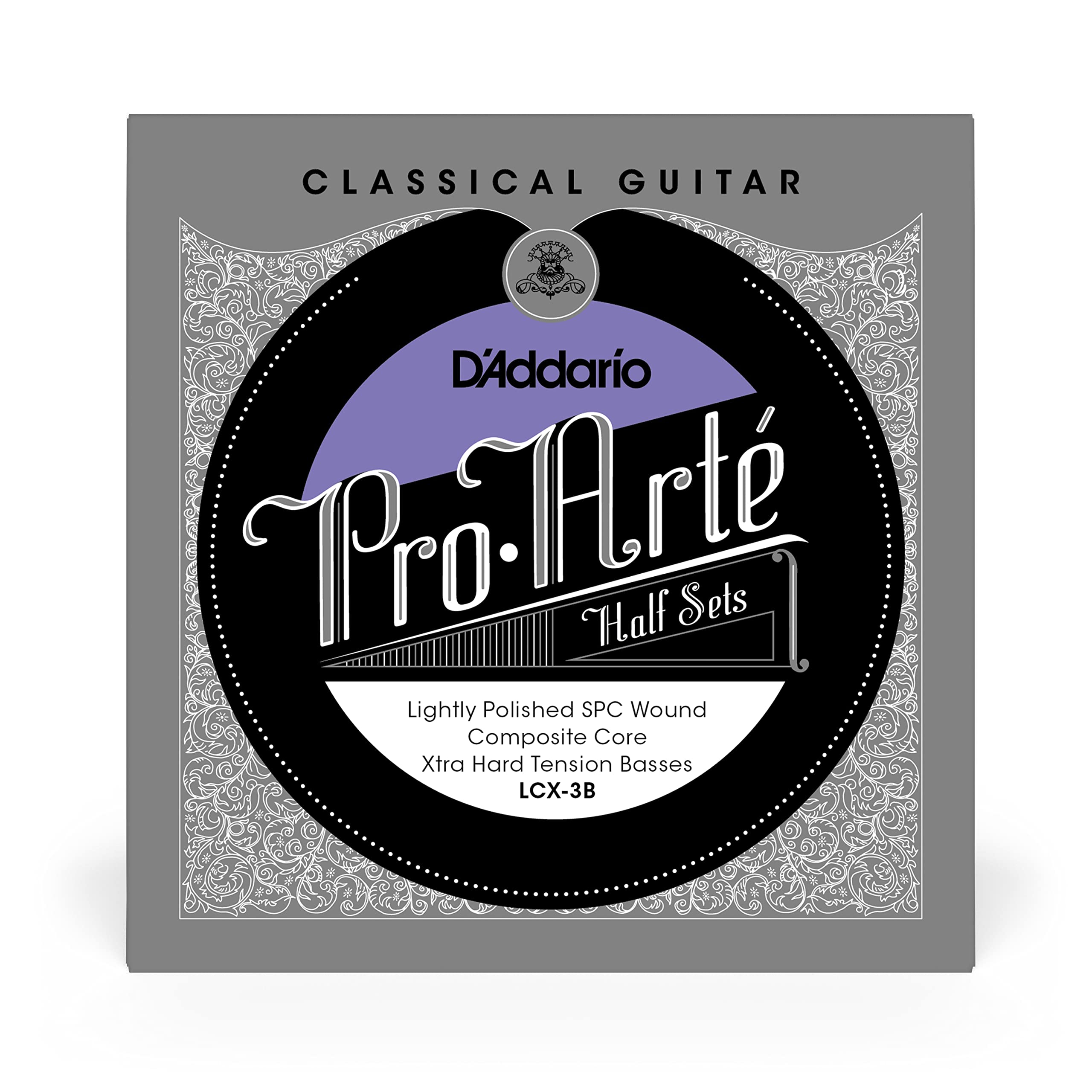 D’Addario Guitar Strings - Pro-Arte Nylon Guitar Strings - LCX-3B - Classical Guitar Strings - Half Sets, Extra Hard Tension, Lightly Polished-Composite Core
