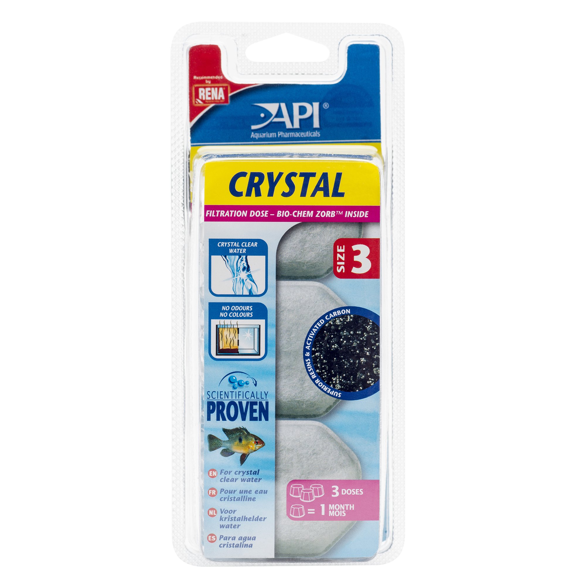 API CRYSTAL Aquarium Filtration Media Cartridges for Superclean 120 and 150 Internal Filter, Size 3, Pack of 3