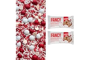 Fancy Sprinkles Limited Edition Holiday Peppermint Chocolate Baking Confetti Sprinkles and Chocolate Pieces, Peppermint Flavored Chips, Sprinkles and Milk Chocate Pieces 8 oz Bag (2 Pack)