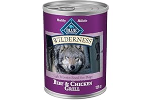 Blue Buffalo Wilderness High Protein Grain Free, Natural Adult Wet Dog Food, Beef & Chicken Grill 354G Cans (Pack of 12)