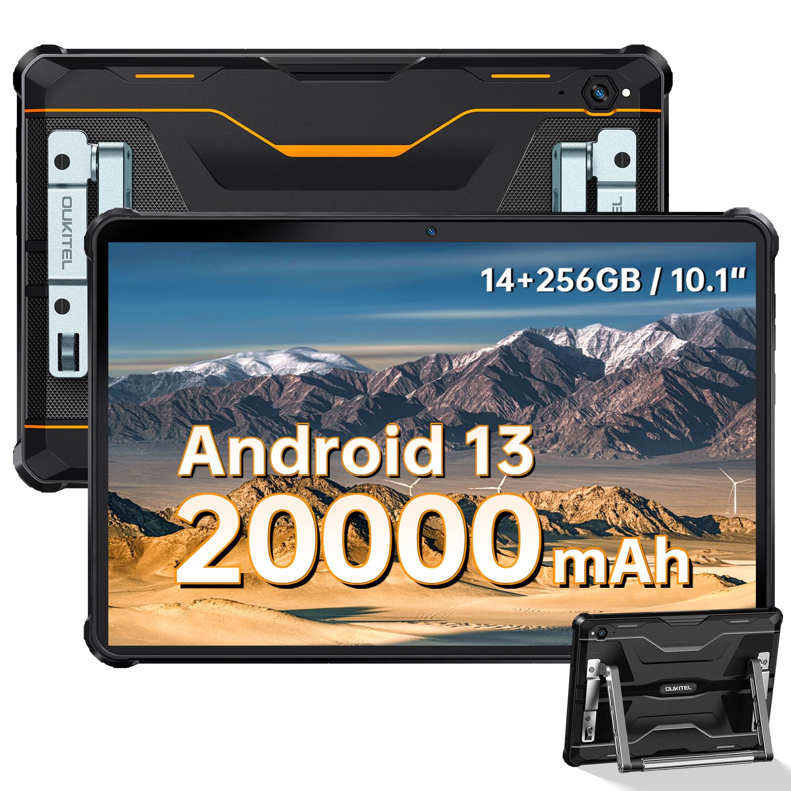 Mua OUKITEL RT6 Rugged Android Tablet with Stand – 10.1 inches Tablets 20000mAh Battery Tablet Computer, 14GB+256GB (up to 1TB), 16MP+16MP Camera,…
