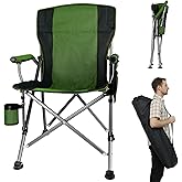 Anmiro Folding Camping Chair with Cup Holder and Storage Bag, Heavy Duty Support 400 LBS, Oversized Collapsible Portable Camping Chair for Outdoor Camp, Picnic, Travel, Fishing Green