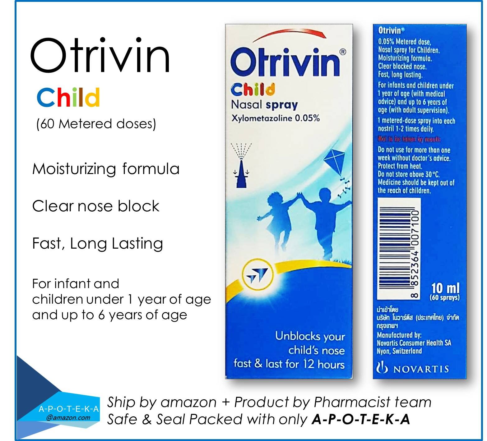 Otrivin child Nasal Spray 0.05 (60 Meterd dose, 0.33 Fluid ounzes) for