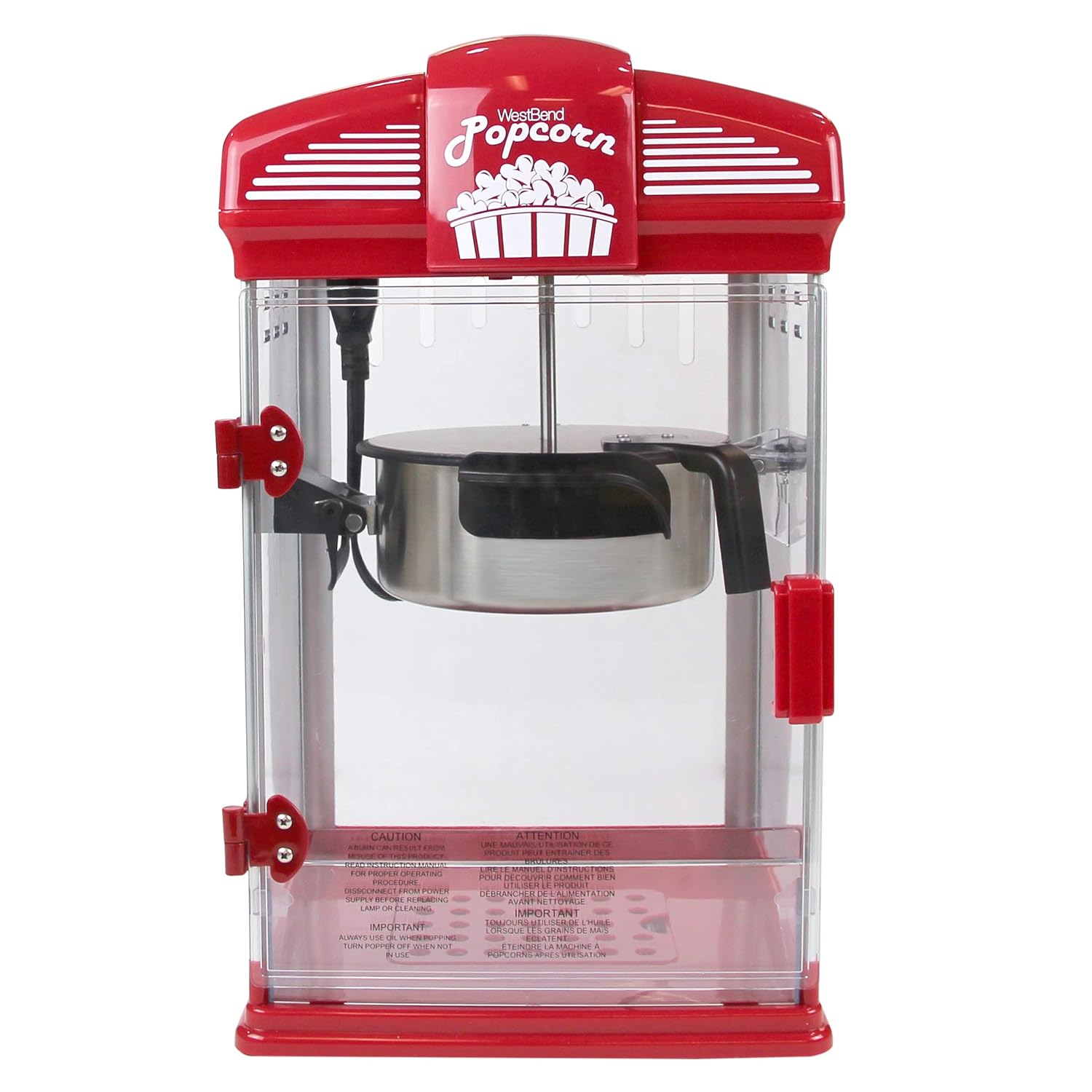 Amazon.com: West Bend 82515 Hot Oil Theater Style Popcorn Popper Machine  Offers Nonstick Kettle Fast and Durable with Easy Clean Up, 4-Ounce, Red:  Kitchen & ...