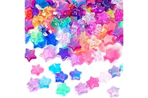 CHUXIN 1000Pcs Star Beads, Acrylic Star Shaped Beads, Colorful Aesthetic Plastic Beads for Jewelry Making, Star Kandi Bead for Bracelets Necklace Crafts