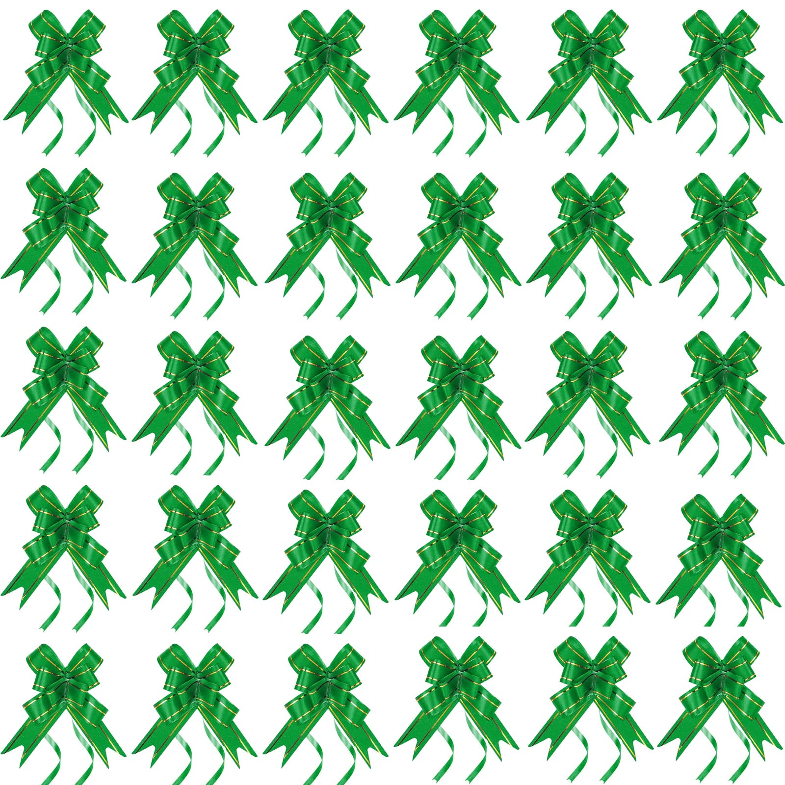 YUDANSI 30Pc Mini Gift Wrapping Pull Bows, Pull Bow Ribbon Bows with 2 Gold Yarn, Decorative Bows for Christmas New Year Valentine's Day Birthday Present Wedding Car Decoration, Basket Wrap Gift Bows