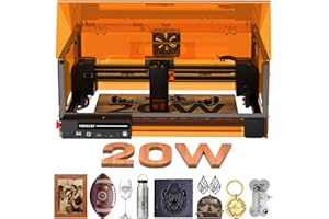 Laser Cutter and Engraver Machine, 20W Woxcker L2 MAX 0.01 High Precision 300x300mm Bed Size Laser Engraving Machine for Wood Metal Glass Leather Acrylic Class 1 laser Outpu: 20000 mW