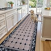 Anidaroel 3x10 Kitchen Runner Rug, Non-Slip Washable Hallway Runner Rug 10ft, Ultra-Thin Low-Pile Soft Carpet Runner Geometric Beige Accent Throw Rugs for Laundry Bedroom Living Room