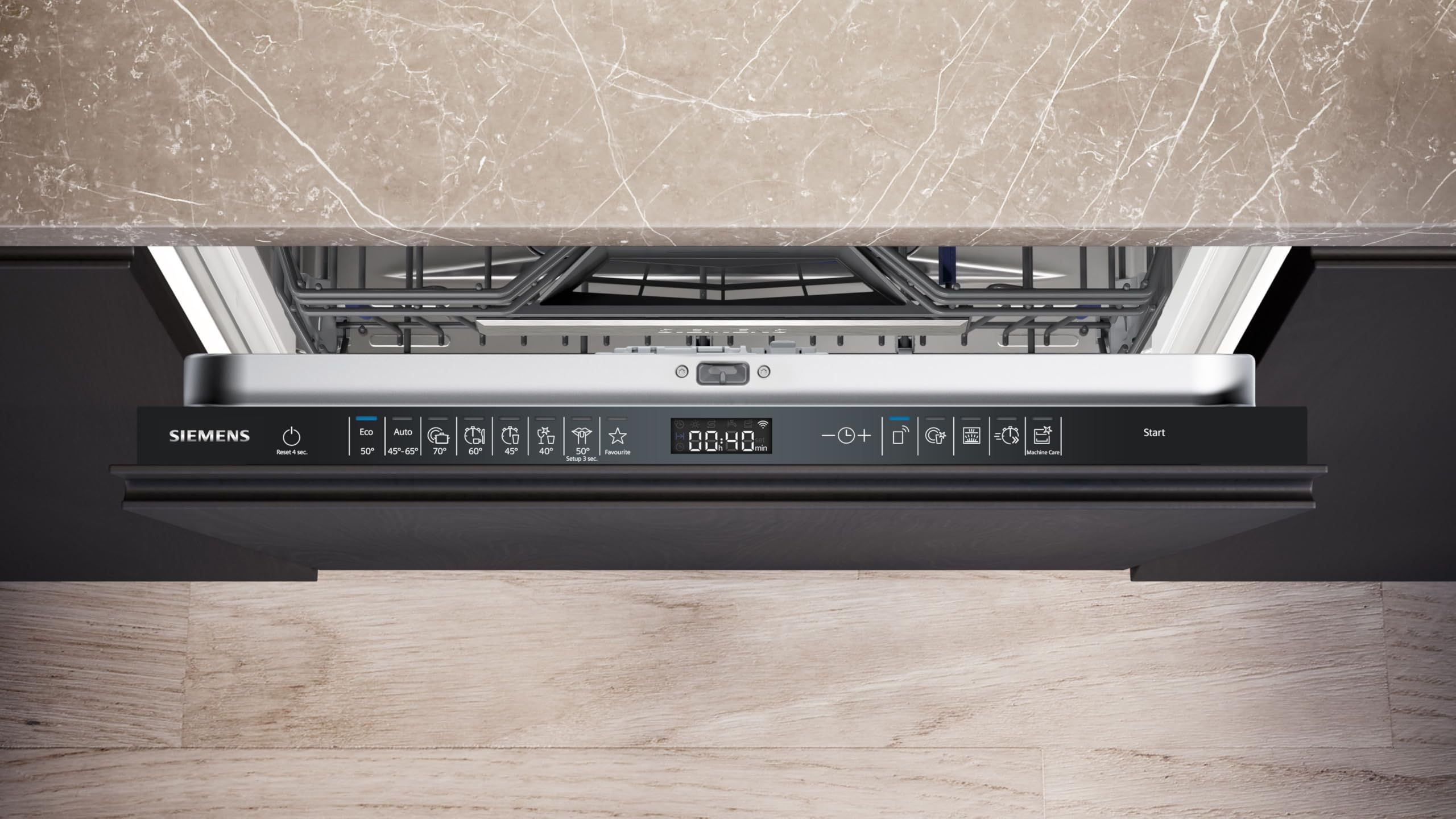 Siemens SN65ZX07CE, Stiftung Warentest Testsieger*, iQ500 Smarter Geschirrspüler Vollintegriert, 60 cm breit, Besteckschublade, Made in Germany, Zeolith Trocknung, extra leise, varioSpeed Programm 4